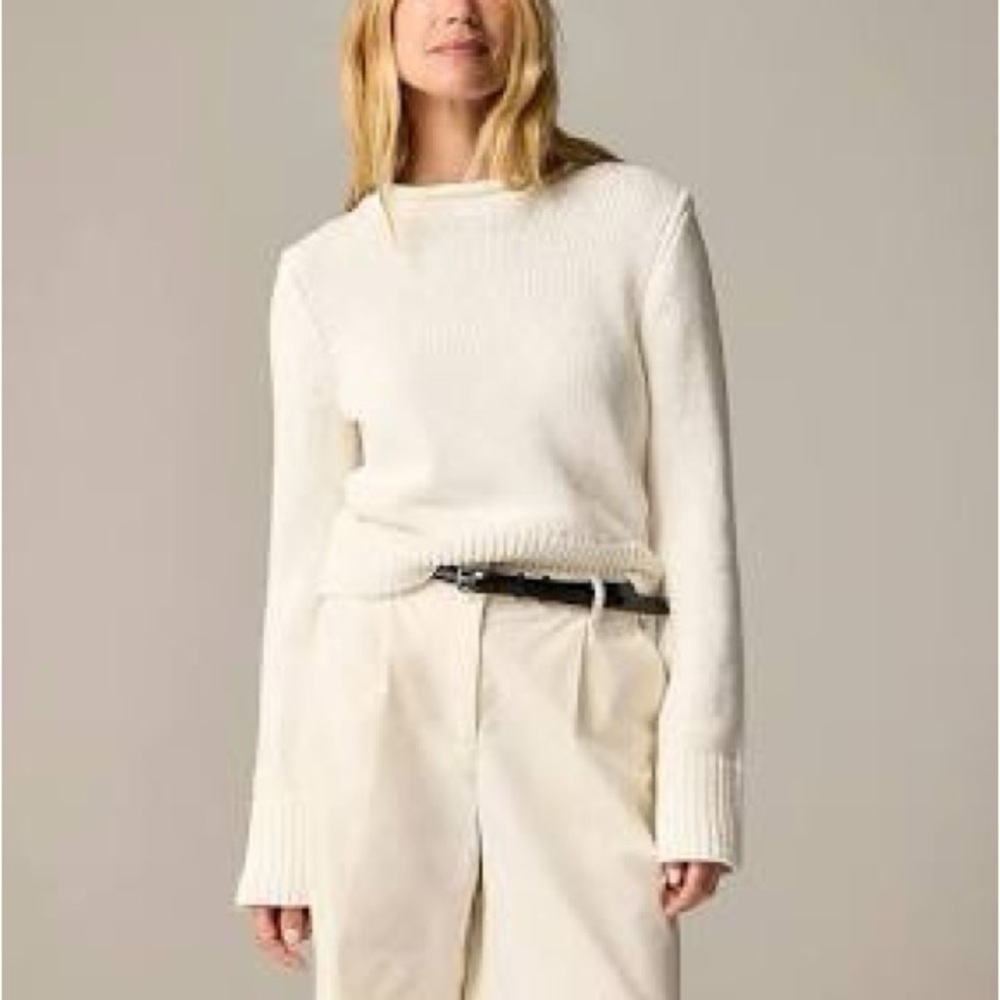 NWT J. Crew Heritage Rollneck Sweater in Cotton / ivory